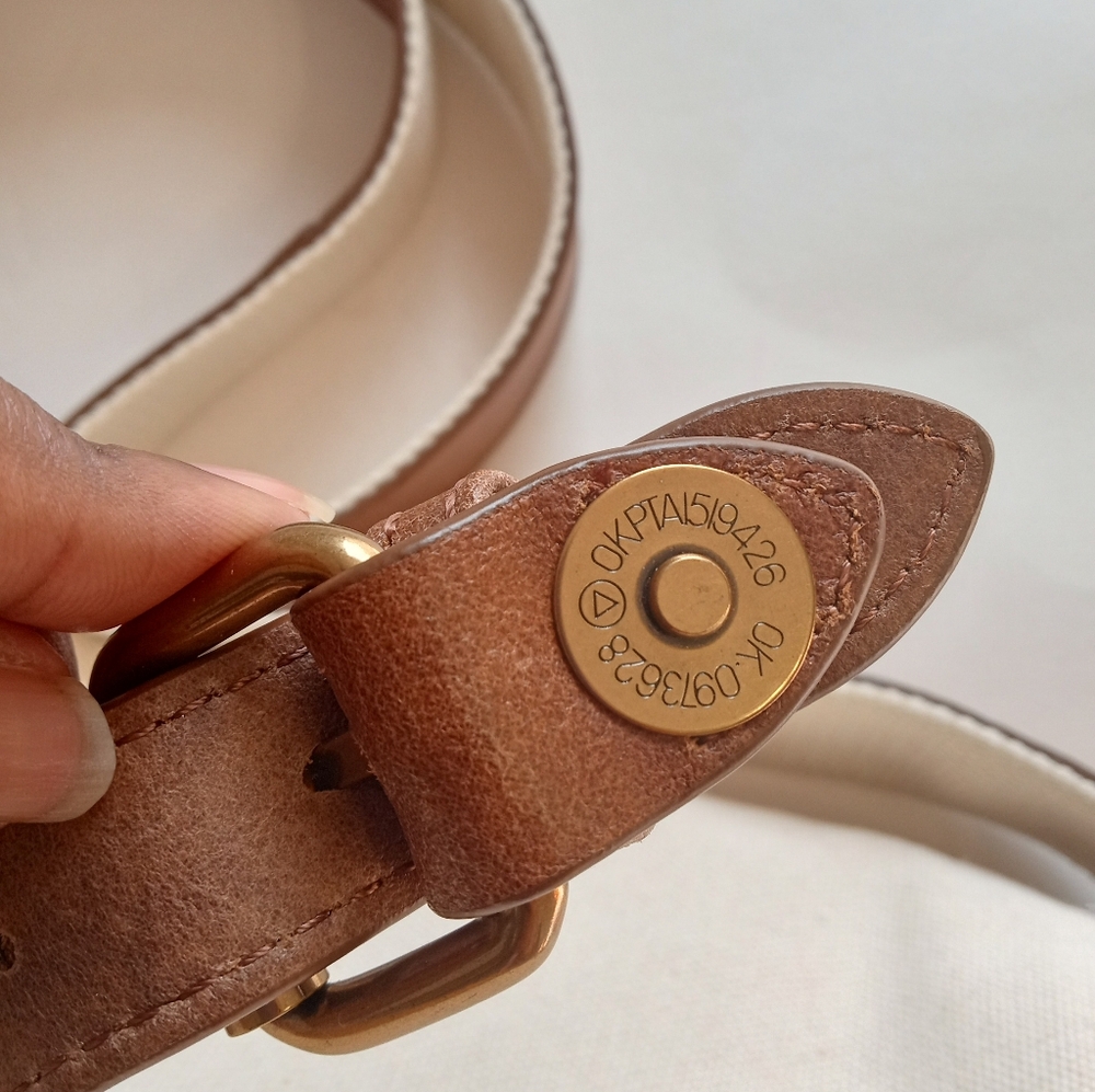 SOLD!Brandy Melville cow leather canvas brown cream shoulder messenger handbag - Picture 8 of 16